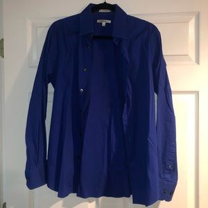 EXPRESS Fitted 1MX Blue Dress Shirt